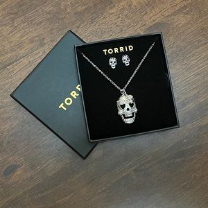 Torrid Silver Skull Necklace and Earring Gift Set